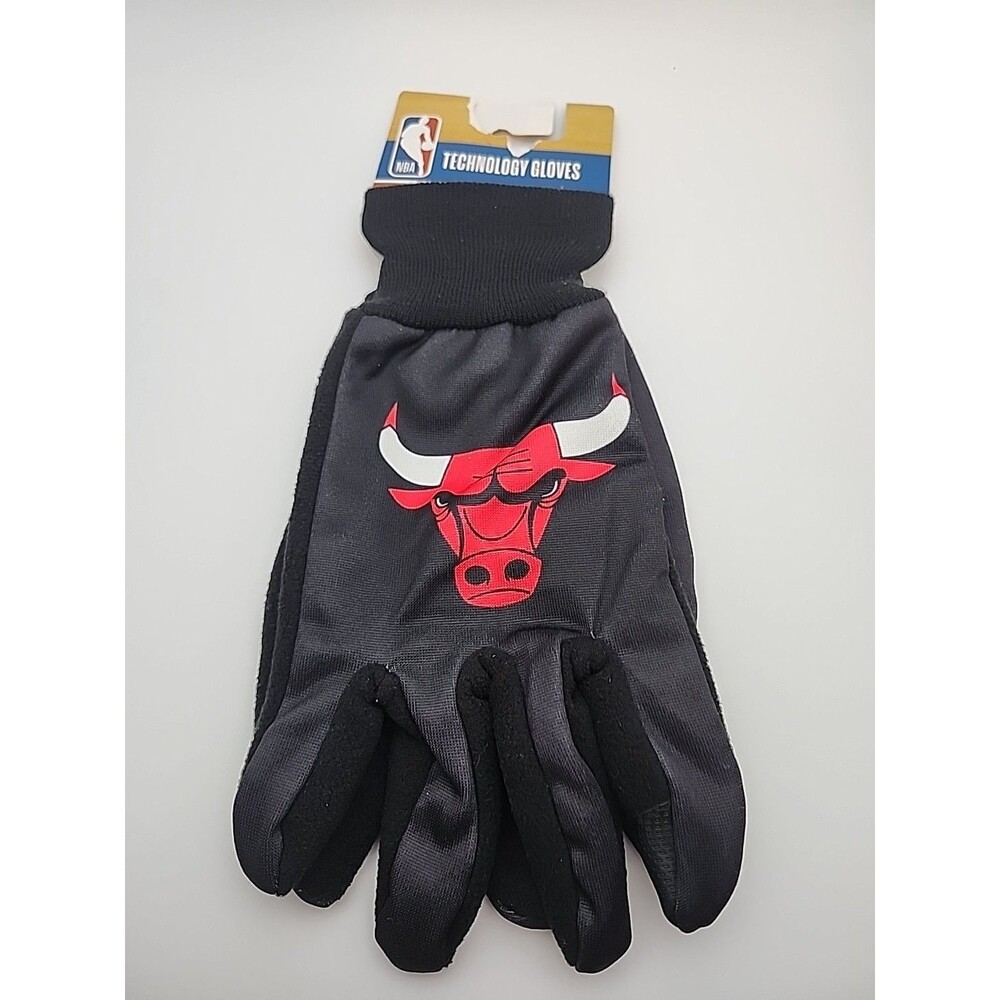 NBA Chicago Bulls Gloves WinCraft Technology Gloves NBA Working Black Gloves New
